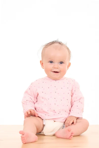 Kleine Monate Kleine Mädchen Isoliert Auf Weiß — Stockfoto