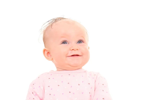 白で隔離される少し ヶ月の赤ちゃん女の子 — ストック写真