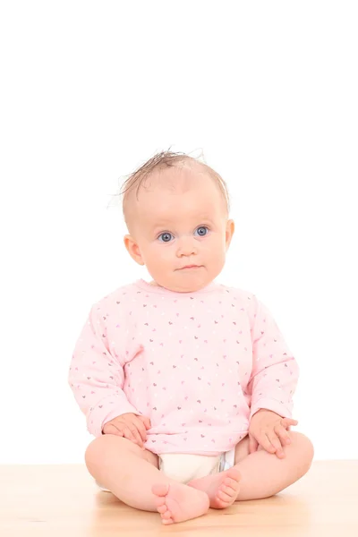 Pouco Meses Bebê Menina Isolado Branco — Fotografia de Stock