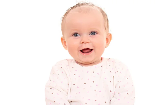 白で隔離される少し ヶ月の赤ちゃん女の子 — ストック写真