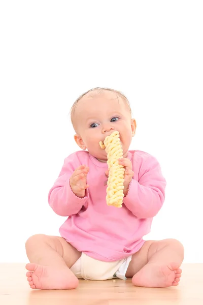 Baby and snack — Stock Photo, Image