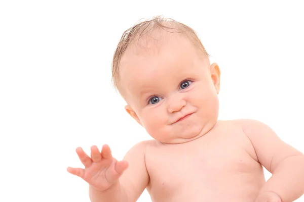Pouco Meses Bebê Menina Isolado Branco — Fotografia de Stock