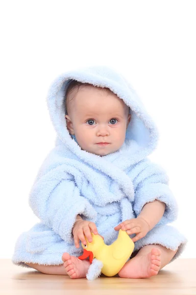 Baby in bathrobe — Stock Photo, Image