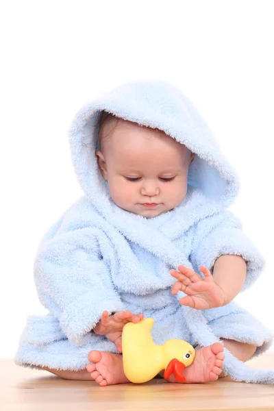 stock image Baby in bathrobe