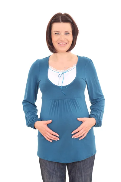 Young Beautiful Pregnant Woman Isolated White — Stock Photo, Image