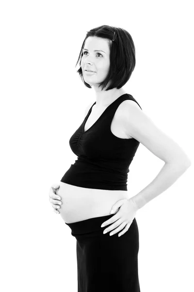 Young Beautiful Pregnant Woman Isolated White — Stock Photo, Image