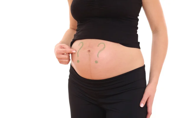 Genç Güzel Hamile Kadın Üzerinde Beyaz Izole — Stok fotoğraf