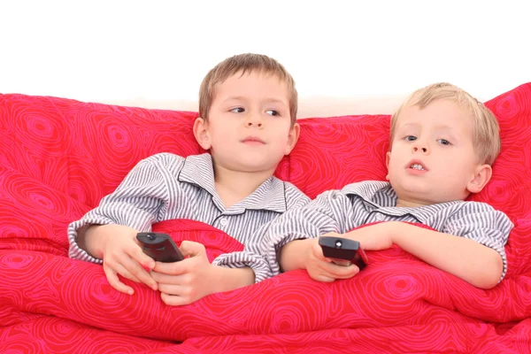 Two Brothers Watching Bed — Stock Photo, Image