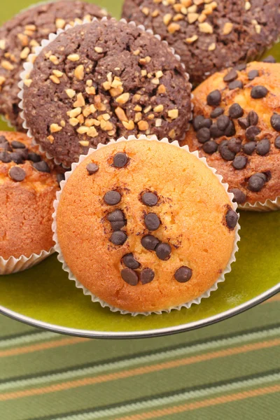 Prato Muffins Chocolate Close Ups — Fotografia de Stock