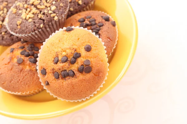 Πιάτο Σοκολάτας Muffins Κινηματογραφήσεις Πρώτο Πλάνο — Φωτογραφία Αρχείου