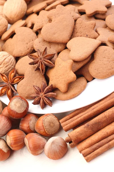 Plate Full Delicious Gingerbreads — Stock Photo, Image