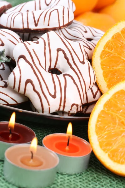 Deliciosos Panes Jengibre Naranja Decoración Navidad —  Fotos de Stock