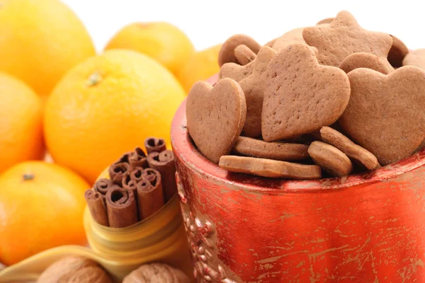 Finom Gingerbreads Tál Bizonyos Gyümölcsök — Stock Fotó