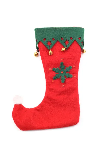 Sapato Natal Vermelho Isolado Branco — Fotografia de Stock