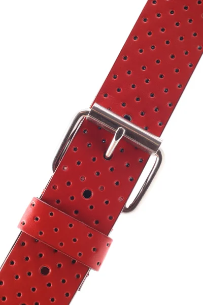 Red Leather Belt Isolated White Background — Stock Photo, Image