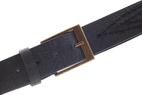 Cintura Pelle Nera Isolata Sfondo Bianco — Foto Stock