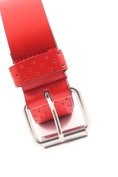 Cintura Pelle Rossa Isolata Sfondo Bianco — Foto Stock