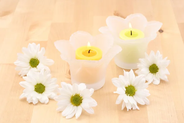 Candles Daisy Flowers Beauty Treatment — Stock Photo, Image