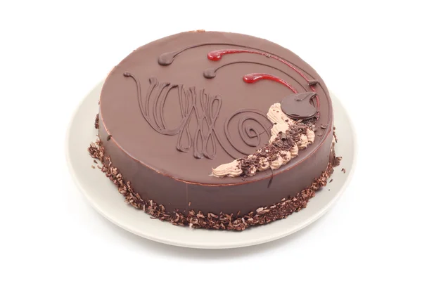 Delicious Chocolate Cake Isolated White — Stock Photo, Image
