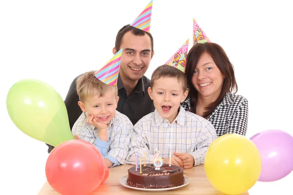 Familia Celebrar Cumpleaños Pastel Cumpleaños Montón Diversión —  Fotos de Stock