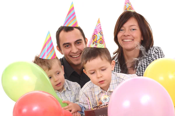 Familia Celebrar Cumpleaños Pastel Cumpleaños Montón Diversión — Foto de Stock