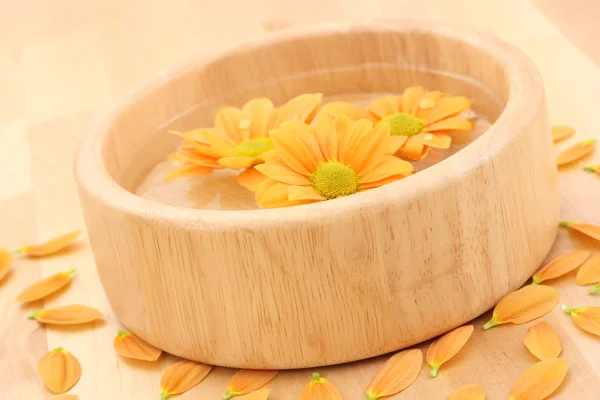碗的水和浮动雏菊花 — 图库照片