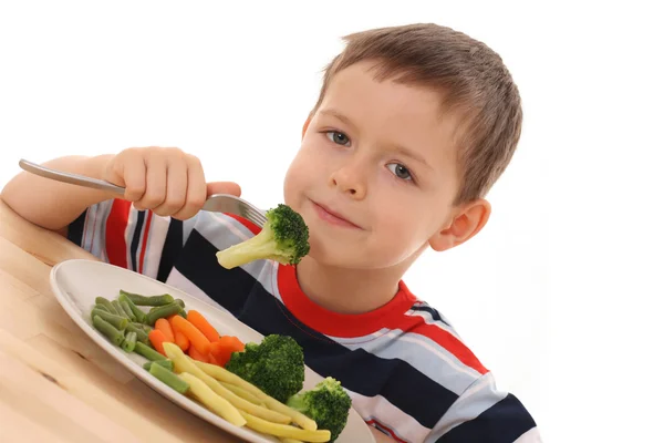 Chlapec a zelenina — Stock fotografie