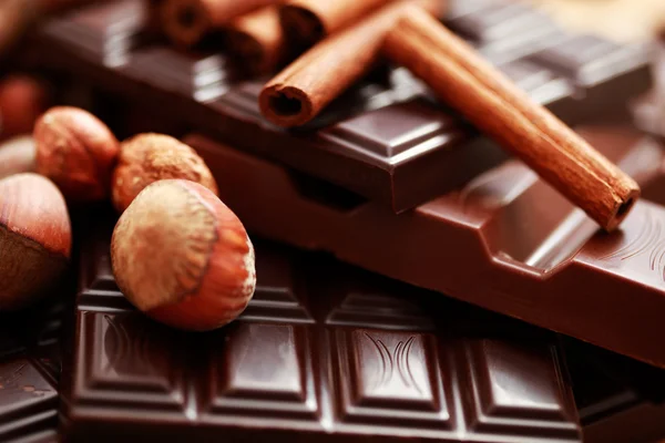 Шоколад з фундуком та корицею — стокове фото