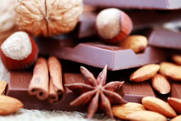 Los Primeros Planos Del Chocolate Con Las Golosinas Comida Dulce —  Fotos de Stock
