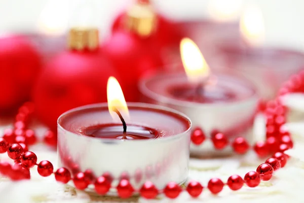 Primi Piani Palle Candele Natale Periodo Natalizio — Foto Stock