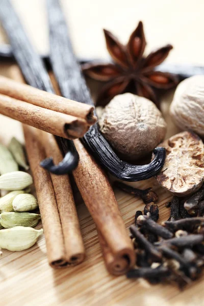 Close Ups Van Verschillende Spices Kruiden Specerijen — Stockfoto