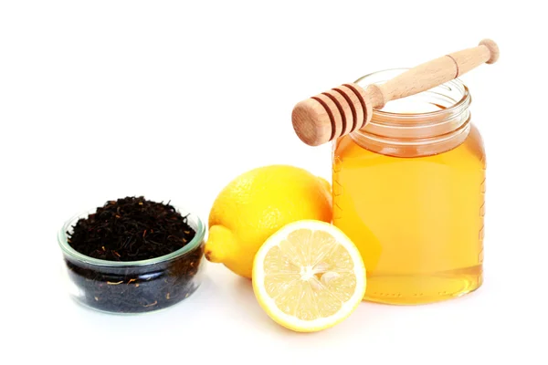Chá Com Mel Limão Branco Hora Chá — Fotografia de Stock
