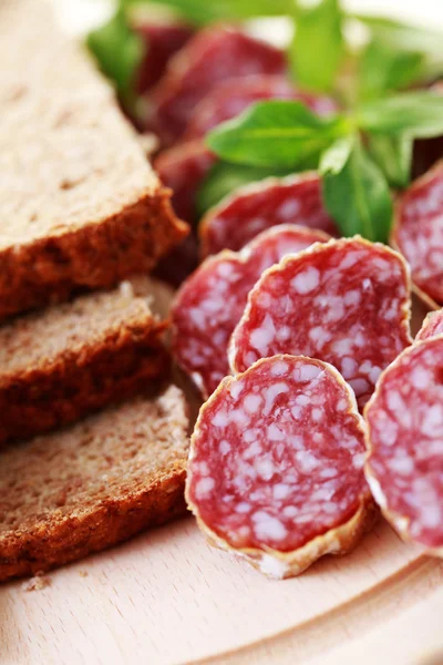 stock image close-ups of dried sausages - food and drink