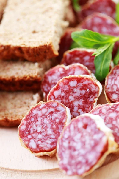 stock image close-ups of dried sausages - food and drink