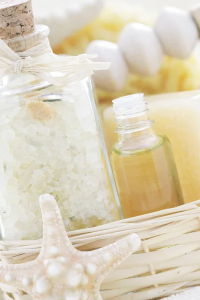 Basket Bath Salt Towel Beauty Treatment — Stock Photo, Image