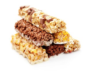 granola bars on white background - diet and breakfast clipart