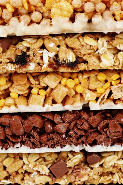 Muesli Bars Witte Achtergrond Dieet Ontbijt — Stockfoto