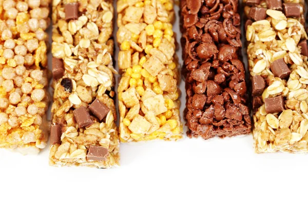 stock image granola bars on white background - diet and breakfast