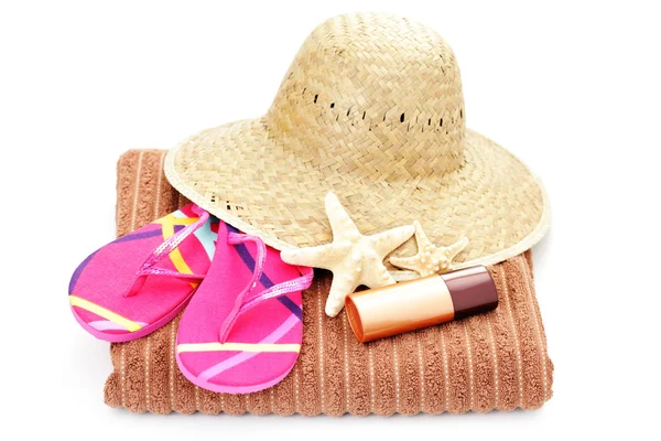 Horário Verão Com Loção Bronzeada Branco Tratamento Beleza — Fotografia de Stock