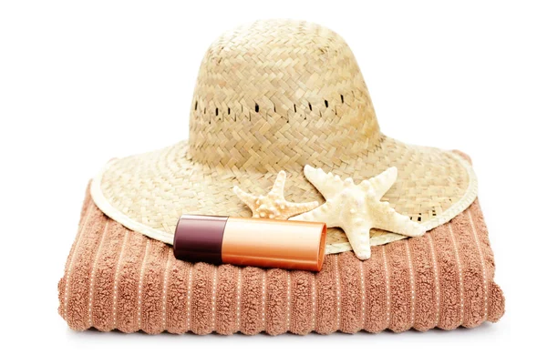 日焼け止めローション ホワイト 美容治療に夏の時間 — ストック写真