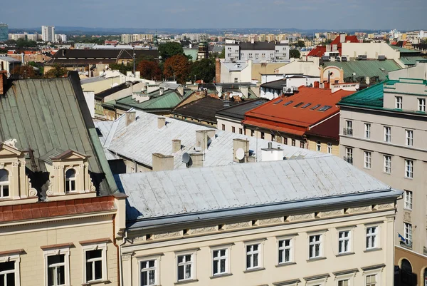 Widok z lotu ptaka od Starego Miasta w Krakowie — Zdjęcie stockowe
