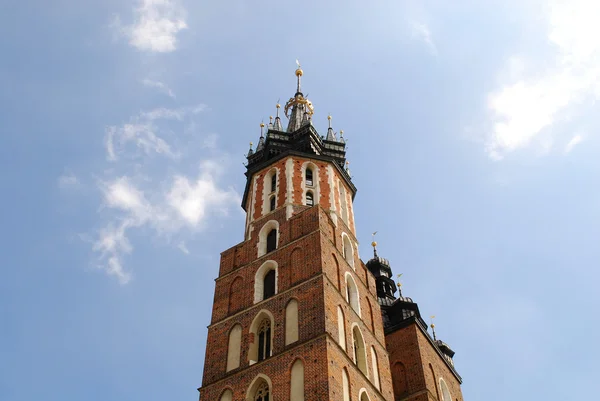 Věž kostela mariacki v Krakově — Stock fotografie