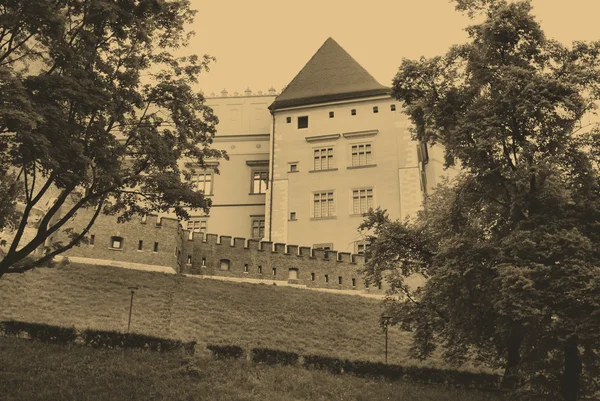 Stare zdjęcie styl Zamku Królewskiego Wawelu, Kraków — Zdjęcie stockowe