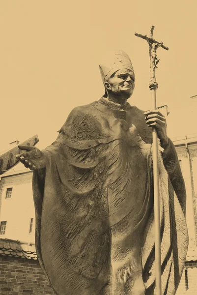 Ο Πάπας Ιωάννης Παύλος ΙΙ άγαλμα στην Κρακοβία — Φωτογραφία Αρχείου