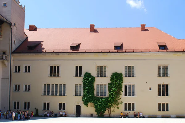 Turystyczne spacerujących Zamku Królewskiego na Wawelu — Zdjęcie stockowe