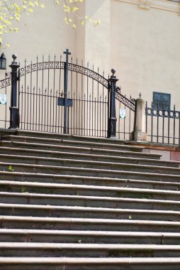 Old stairs and gate clipart