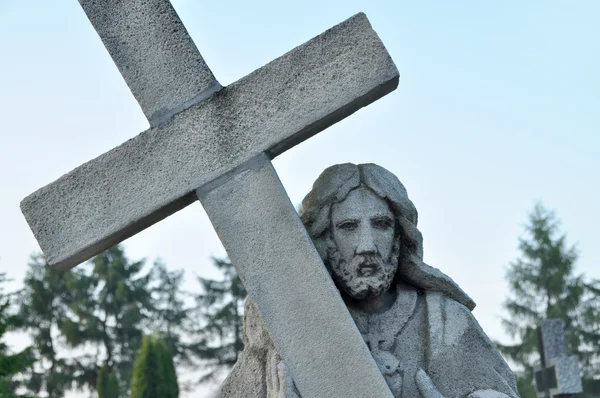 Old grave statue of jesus — Stock Photo, Image