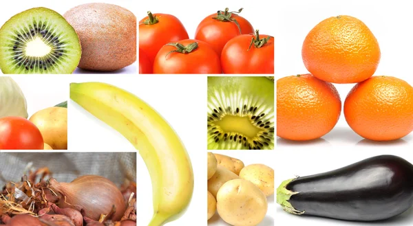 水果和蔬菜的拼贴画 — 图库照片