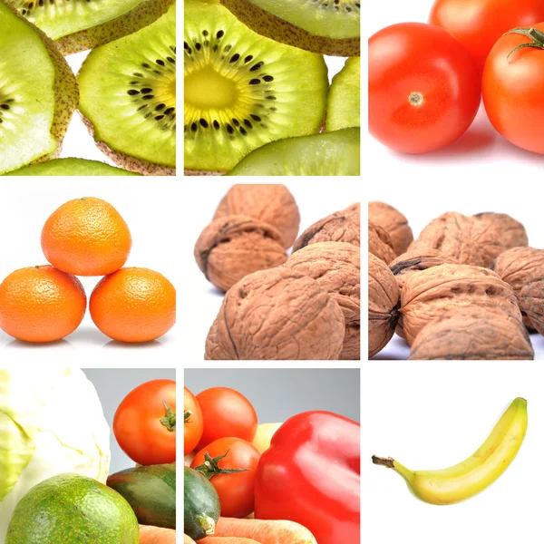 水果和蔬菜的拼贴画 — 图库照片