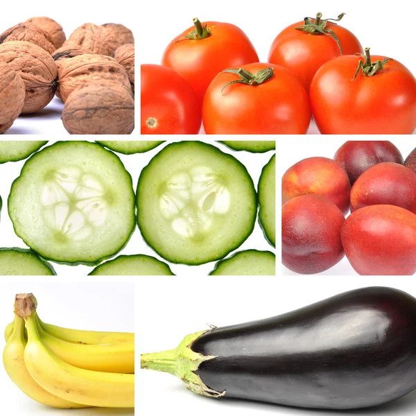 Groenten en fruit collage — Stockfoto